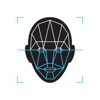 Recognition icon. Face id identity biometric verification sign. Authentication technology mobile phone, smartphone, other devices. vector