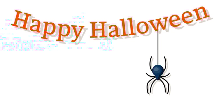 Happy Halloween, orange lettering and spider, template, illustration. vector