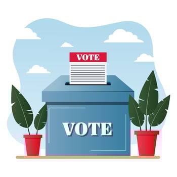Elections, voting. Ballot box. Election 2024 concept, democracy, freedom of speech, fair vote, opinion, referendum event vector