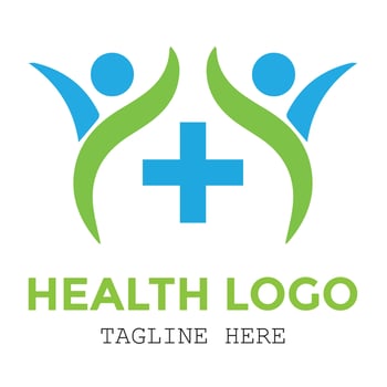 Healthcare logo with healthy two people medical modern concept design vector