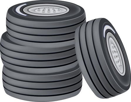 Stack of airplane tires standing upright on white background vector