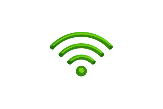 Green WiFi signal icon on a transparent background. representing wireless internet connectivity and digital communication. png