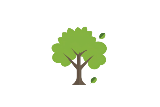 Simple illustration of a green tree with a brown trunk and branches, showcasing minimal leaf detail, on a transparent background. png