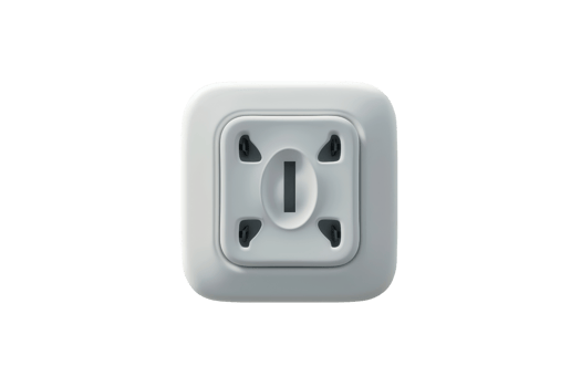 Electrical outlet with safety cover, isolated on transparent background. Front view of a modern socket for home or office use. png