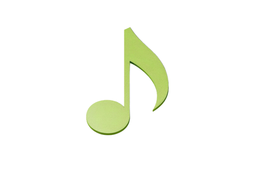 Green music note icon on transparent background, symbolizing music, melody, and sound, ideal for digital media and design projects. png