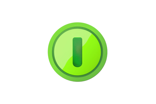 Green power button icon isolated on transparent background. Digital interface and technology symbol in vibrant green color. png