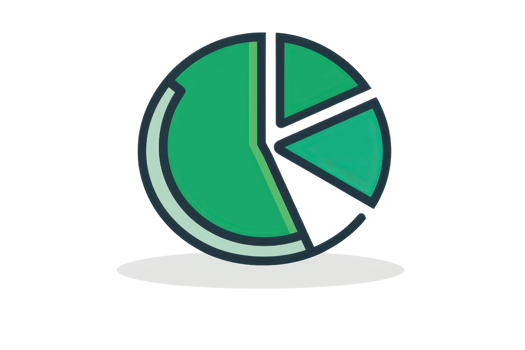 Illustration of a green pie chart with four segments. Ideal for data analysis, business reports, and financial presentations. png