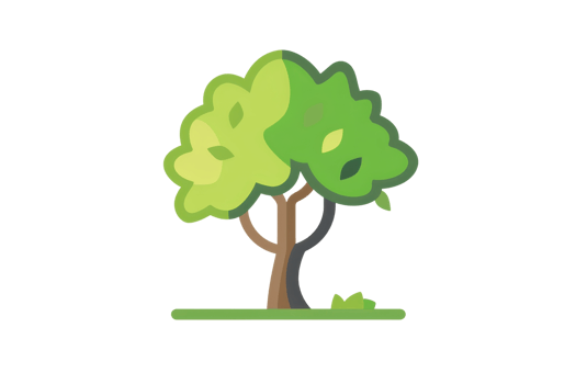 Illustration of a vibrant green tree with leaves, isolated on a transparent background. Perfect for nature, environment, and botanical designs. png