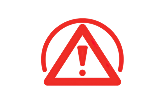 Red warning triangle with exclamation mark inside, indicating caution, alert, or danger. Suitable for safety and hazard-related content. png