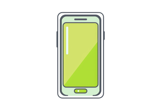 Illustration of a green smartphone with a clean design, ideal for tech blogs, app presentations, and mobile device-related content. png