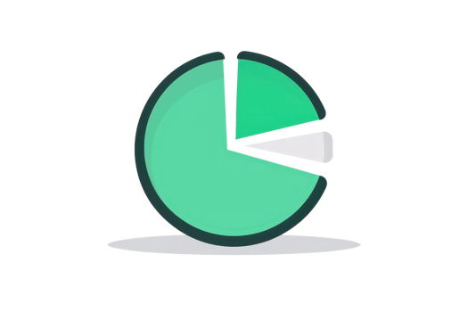 Green pie chart with one slice out, representing data analysis or business statistics in a simplified graphic format. png