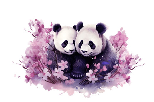 water color illustration of two panda png