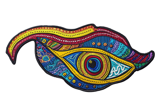 Colorful tribal eye design illustration with intricate patterns and vibrant colors, ideal for creative projects and unique designs. png