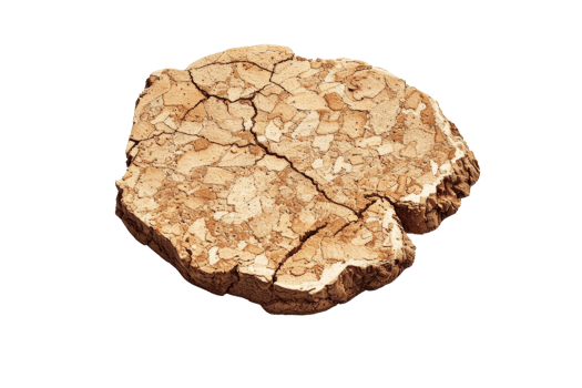 Close-up of cracked, dry soil highlighting the effects of drought and climate change. Perfect for environmental and agricultural concepts. png