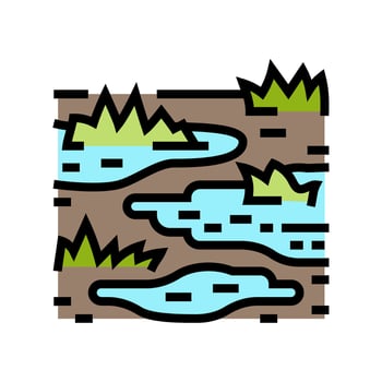 waterlogged ground disaster color icon illustration vector