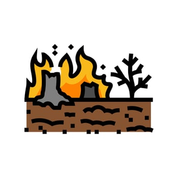 scorched earth wildfire disaster color icon illustration vector