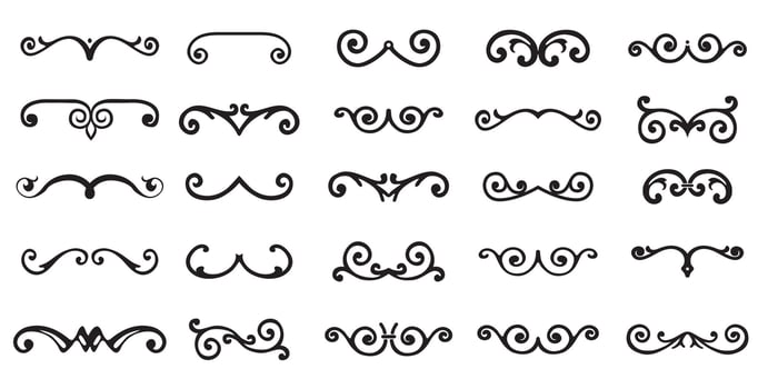 Set of decorative scroll divider elements. Border calligraphy collection vector