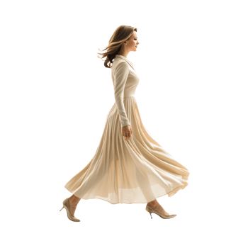 Refined Businesswoman in a Flowing Dress png