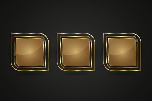 Group of three modern premium gold buttons design in Luxury and three gold button with premium stoked web buttons design vector