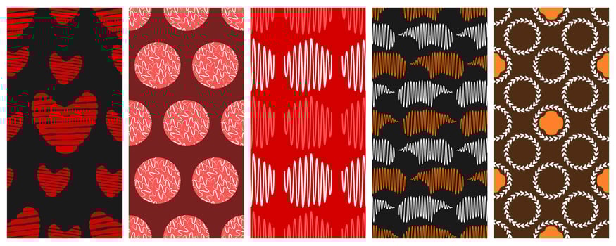 a collection of seamless patterns with abstract themes that have high artistic value so they are very suitable for application to fabric, paper, or simply displayed digitally vector