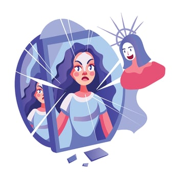 Magical Mirror illustration in flat style vector