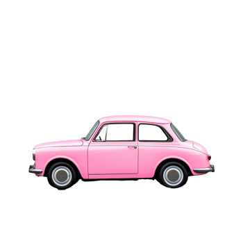 Classic pink car on transparent background side view photo png