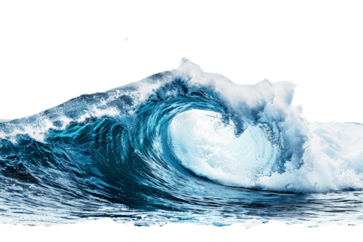 A powerful ocean wave crashes dramatically with splashing water, showcasing the beauty and strength of the sea. png
