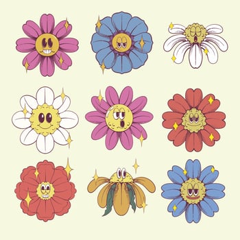 flower retro design illustration vector