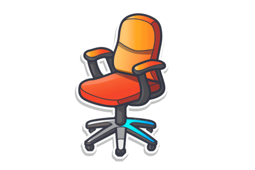 Modern ergonomic orange office chair with armrests and wheels, providing comfort for long working hours. Ideal for home or office use. png