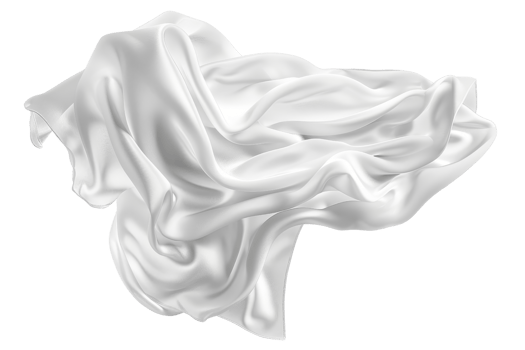 A detailed shot of a flowing white silk fabric, isolated on a transparent background. Perfect for textile, fashion, or design projects. png