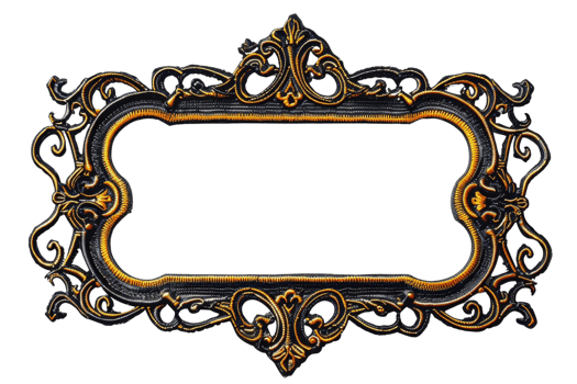 Elegant ornate vintage photo frame with intricate golden detailing, perfect for classic portraits or decorative display. png