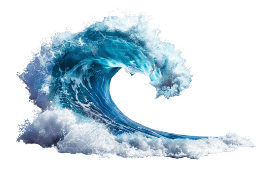 High-resolution image of a powerful ocean wave in mid-splash, capturing the dynamic energy and beauty of the sea for nature themes. png