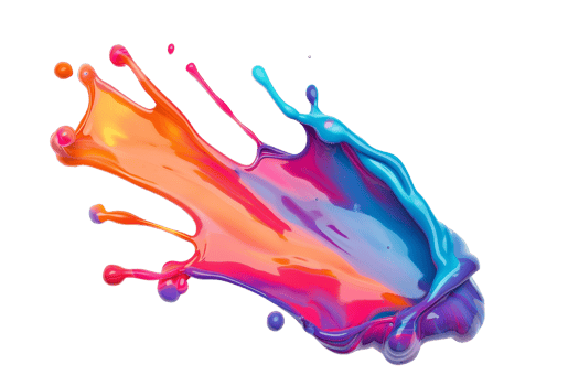 Vibrant abstract paint splash isolated on transparent background. colorful liquid explosion, creative art design for stock photos. png