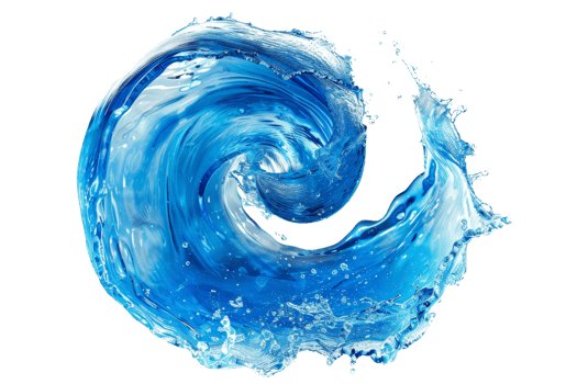 Dynamic swirling wave of blue water isolated on transparent background. perfect for aquatic themed designs and water-related concepts. png