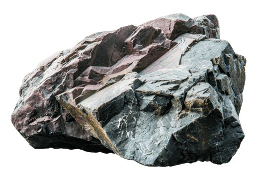 High-resolution image of a large, rugged rock with detailed textures and various shades of brown and gray, isolated on a transparent background. png