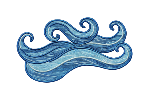 Illustration of blue ocean waves with intricate patterns, ideal for marine-themed designs, backgrounds, and art projects. png