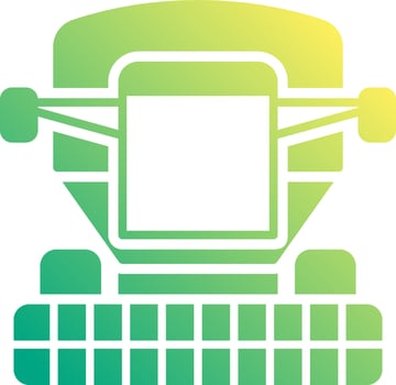 A green and yellow logo of a tractor vector