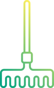 A green and yellow rake icon vector