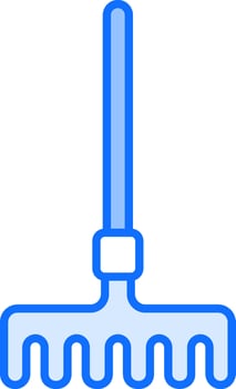 A blue rake icon on a white background vector