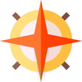 A compass icon with a star in the center vector