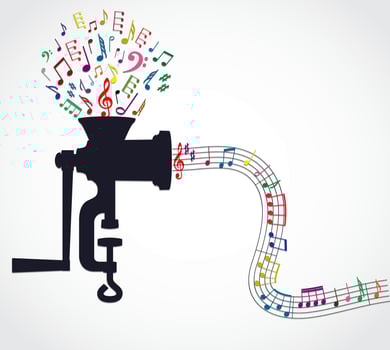 meat grinder with music notes abstract color illustration vector