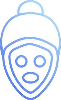 A blue and white icon of a man's face vector