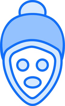 A blue and white icon of a person wearing a hat vector