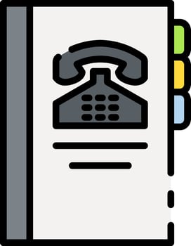 A phone icon with a phone in the middle of a notebook vector
