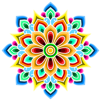 traditional Korean pattern mandala colorful on transparent background png