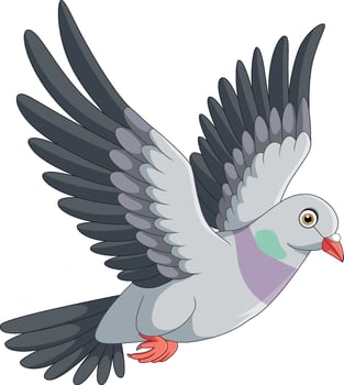 Illustration of cartoon pigeon flying vector