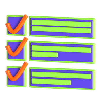 A check list with a green check mark and a purple check mark png