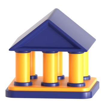 A small blue and yellow building with pillars png