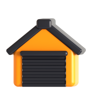 A house with a garage door open png