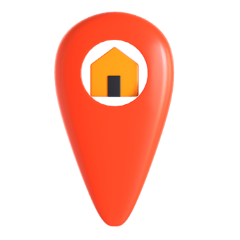 A red map pointer with a house icon on it png